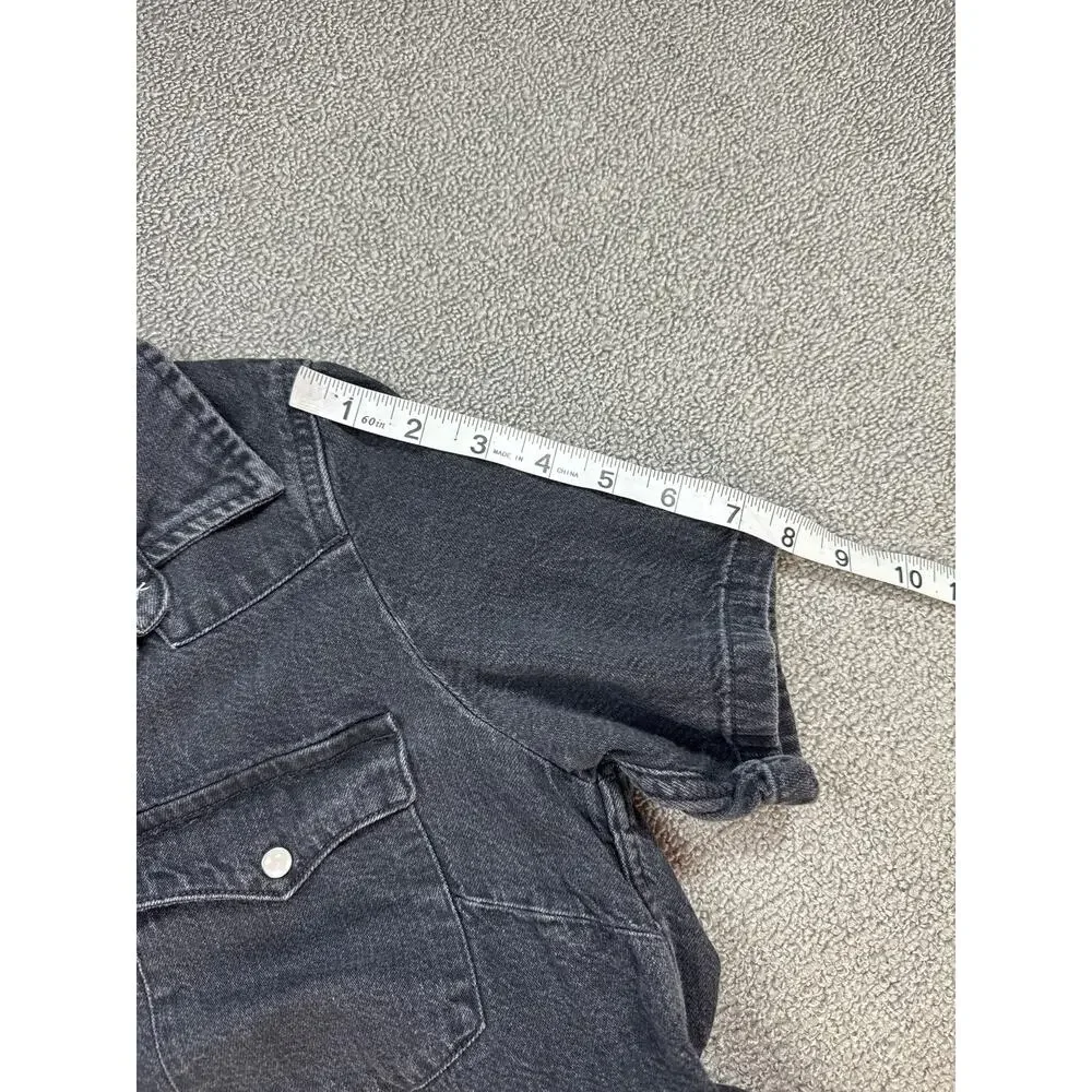 Levi's‎ Denim Dress Mirai Western Short Sleeve Pearl Snap Mini Black Size Small